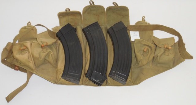 *CHINESE CANVAS MAGAZINE CARRIER: For AK47 clips and loading tool, comes with 3 AK47 clips and 1 loading tool.