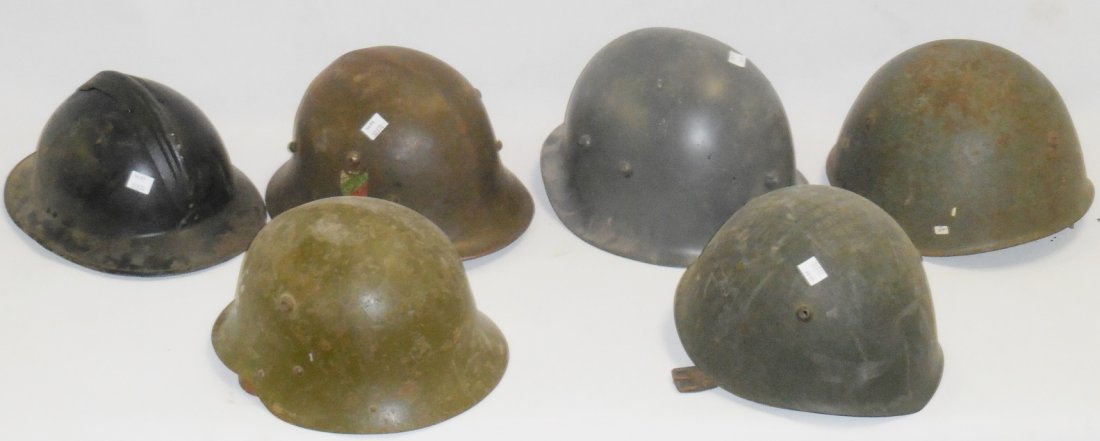 *GROUP OF 6 EUROPEAN MILITARY HELMETS: *GROUP OF 6 EUROPEAN MILITARY HELMETS