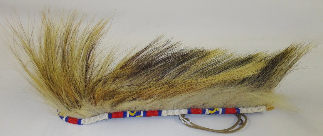 *PLAINS INDIAN BATTLE ROACH: Having beaded decoration with porcupine guard hair.