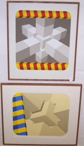 SPALATIN, MARKO: (Born 1945 American) 2 framed serigraphs, "Palancar #8" and "Palancar #4", both signed lower right margin and from artist proof editions, approximate image size of each 23" x 20 1/2", frames 31" x 27"