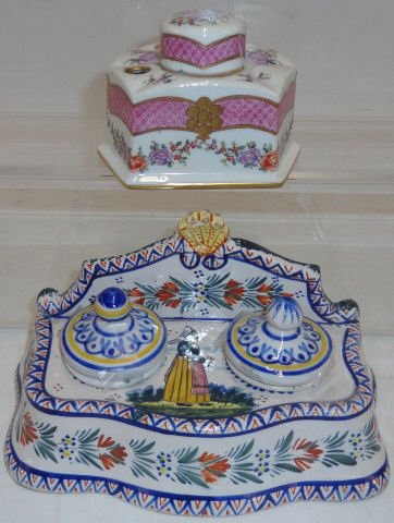 *2 CONTINENTAL POTTERY INKWELLS (1 of 3)