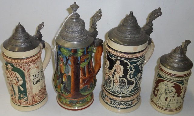 *4 GERMAN POTTERY STEINS (1 of 3)