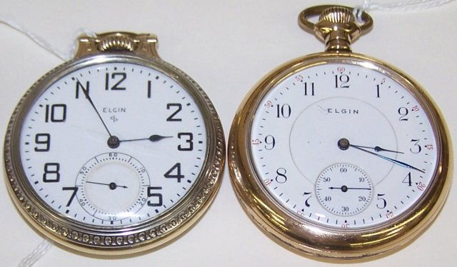 *2 ELGIN OPEN FACE POCKET WATCHES (1 of 3)