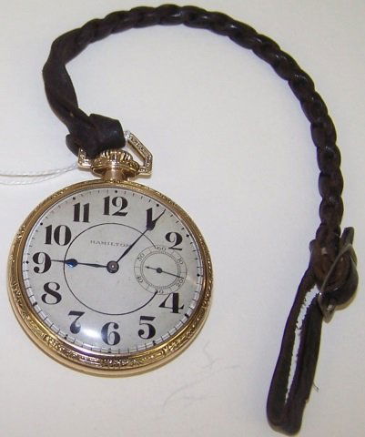 *GOLD FILLED HAMILTON OPEN FACE POCKET WATCH (1 of 3)