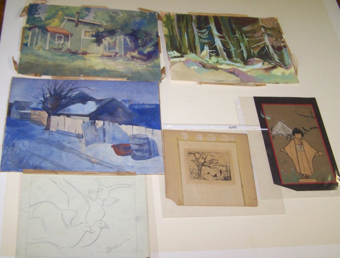*GROUP OF UNFRAMED WATERCOLORS & DRAWINGS (1 of 5)
