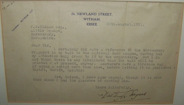 *SAYERS, DOROTHY L. (1 of 2)