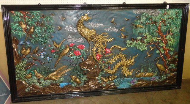 ORIENTAL HEAVILY CARVED PANEL (1 of 1)