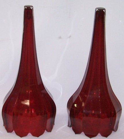*PAIR OF RUBY GLASS EPERGNE VASES (1 of 1)