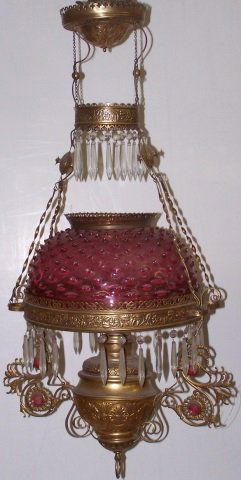 *VICTORIAN HANGING KEROSENE LAMP (1 of 4)