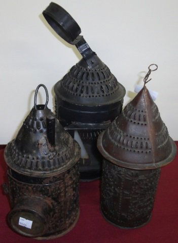 3 PIERCED TIN HANGING LANTERNS (1 of 1)