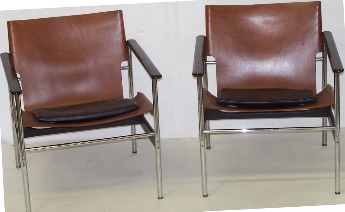 PAIR OF KNOLL / POLLACK 657 SLING LOUNGE CHAIRS (1 of 1)