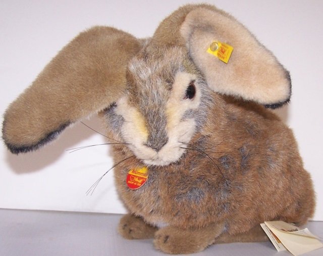 *STEIFF RABBIT: With tags, approximate length 16", height 10".