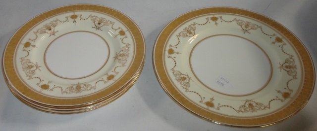 *SET OF 12 MINTONS SERVICE PLATES: Decorated with classical gilt work, diameter 10 1/4".