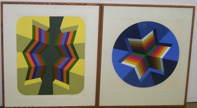 *SPALATIN, MARKO: (Born 1945 Yugoslavian/American) 2 framed serigraphs, "Figure XIII" and "Figure I", both signed in pencil and dated 1974 lower right, approximate image size of each by sight 22 1/2" x 22", frames 33"