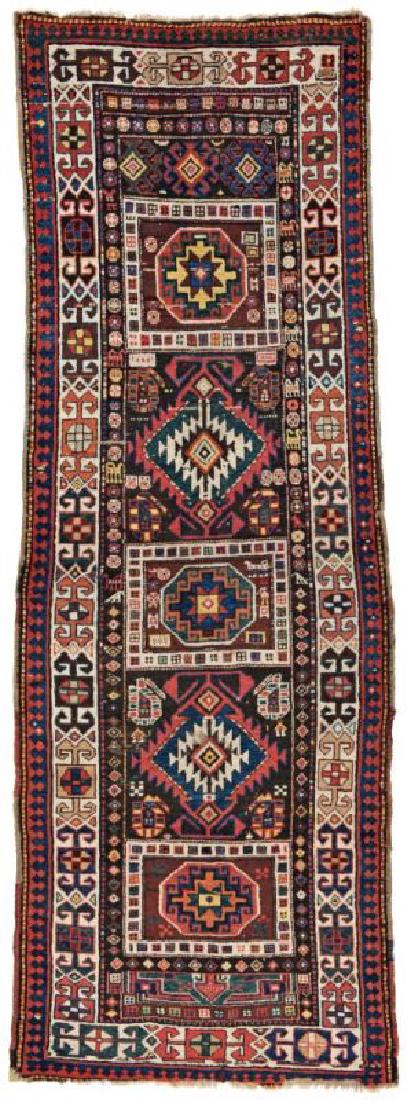 Karabagh 300 x 97 cm (9ft. 10in. X 3ft. 2in.) Caucasus,: Karabagh 300 x 97 cm (9ft. 10in. X 3ft. 2in.) Caucasus, late 19th century Condition: good, pile partly low, lower end incomplete, one small hole, few signs of use Warp: wool, weft: wool, pile: wool