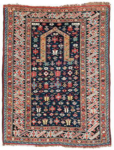 Chichi Prayer Rug: Chichi Prayer Rug Caucasus dated 1291 (1874) 146 x 115 cm (4ft. 9in. X 3ft. 9in.) Condition: good, a few small repairs Warp: wool, Weft: wool, Pile: wool