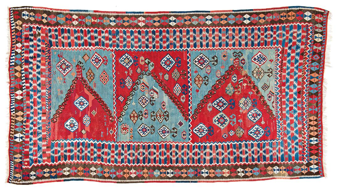 East Anatolian Saf Kilim: East Anatolian Saf Kilim Turkey late 19th century 313 x 170 cm (10ft. 3in. X 5ft. 7in.) Condition: good, a few small holes, some repairs Warp: wool, Weft: wool
