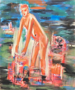 HUBERT SCHMALIX (1952 GRAZ): HUBERT SCHMALIX (1952 GRAZ) o. T., 1982 Öl auf Leinwand, 190 x 160 cm Signatur vorne links oben: monogrammiert S 82 Provenienz: Privatbesitz Wien ''Ich bin beim Malen nicht nervös oder zornig, sonde