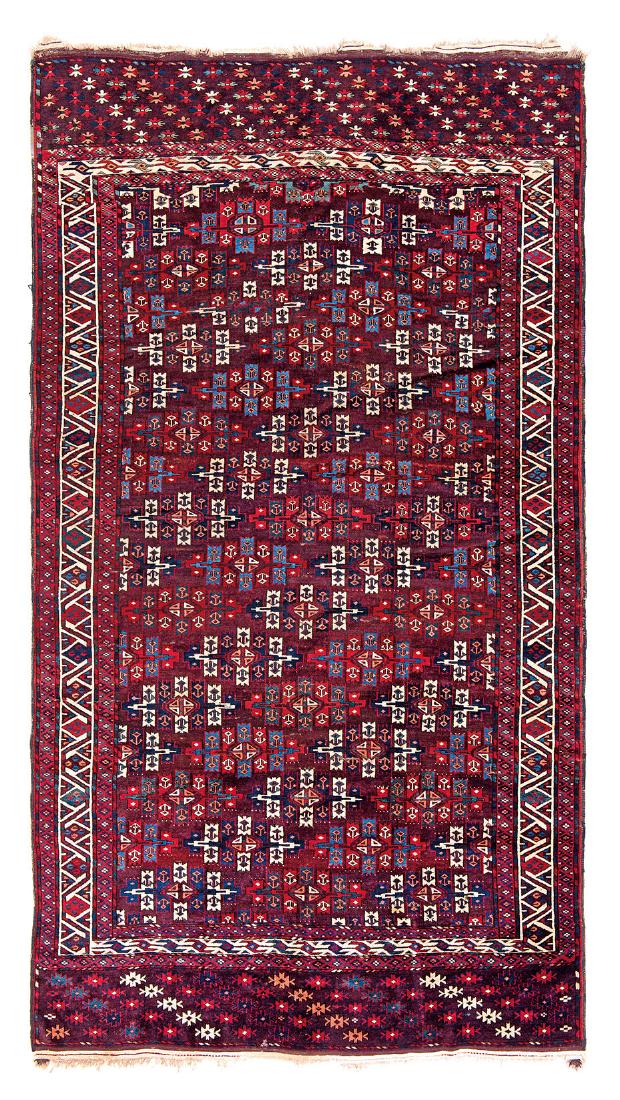 Yomut main carpet  Turkmenistan, mid 19th century 9ft. (1 of 1)