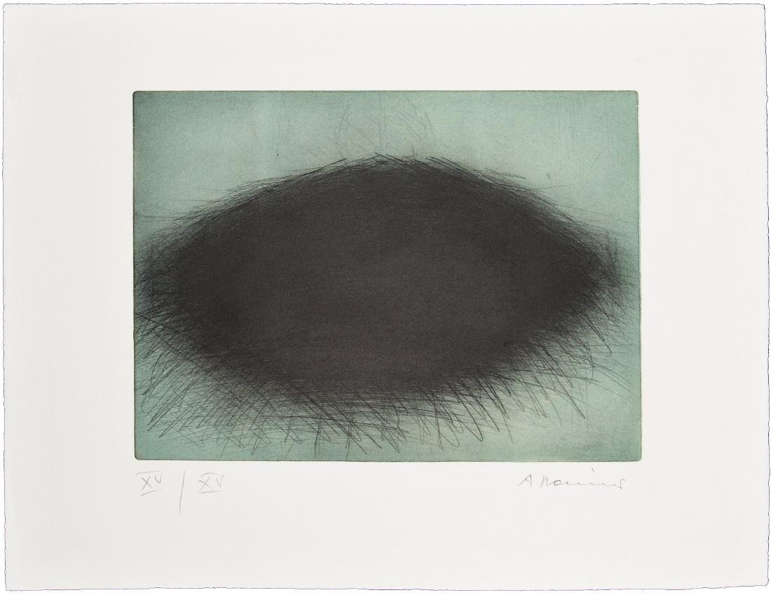 ARNULF RAINER - (1929 BADEN) - BISAMBERG, 1970: ARNULF RAINER (1929 BADEN) BISAMBERG, 1970 Originalkaltnadelradierung auf Zink mit unterdruckter Farb-Tonplatte auf BFK-Rives-Bütten, Plattengröße: 31,7 x 43,4 cm, Blattgröß