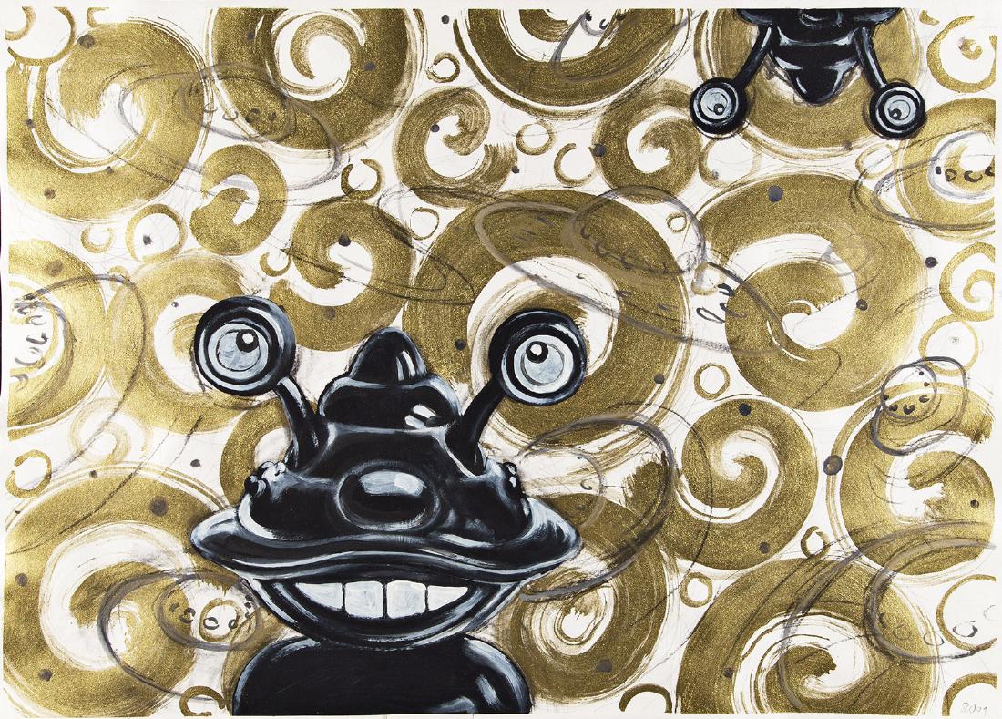 SEBASTIAN WEISSENBACHER - (1959 EGGENBURG) - Entwurf: SEBASTIAN WEISSENBACHER (1959 EGGENBURG) Entwurf ESOTERISCH, 2001 Mischtechnik auf Papier, 42 x 59 cm ungerahmt Monogrammiert vorne unten: SW 01 Signatur Rückseite: S. Weissenbacher Bezeichnung R