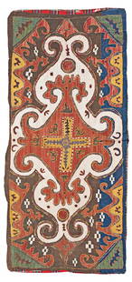 Kaitag Embroidery: 3 ft. 9 in. x 1 ft. 8 in. Caucasus, 18th century Condition: good, few small repairs and abrasions Silk on cotton Provenance: Theo H&auml;berli private collection