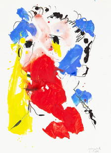 OTTO MUEHL - (1925 GRODNAU - 2013 MONCARAPACHO) - KOPF,: OTTO MUEHL (1925 GRODNAU - 2013 MONCARAPACHO) KOPF, 1985 Mischtechnik auf Papier, 34 x 24 cm gerahmt, Maß mit Objektrahmen: 45 x 34,5 cm Signatur vorne rechts unten: Muehl 6.12.85 Provenienz: Pr