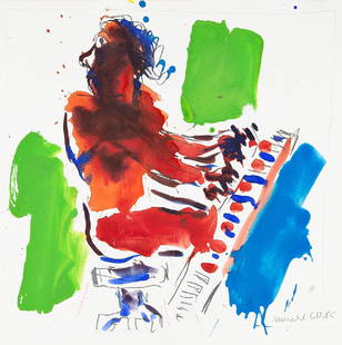 OTTO MUEHL - (1925 GRODNAU - 2013 MONCARAPACHO) -: OTTO MUEHL (1925 GRODNAU - 2013 MONCARAPACHO) KLAVIERSPIELER, 1985 Mischtechnik auf Papier, 35 x 34,5 cm gerahmt, Maß mit Rahmen: 67 x 52 cm Signatur vorne rechts unten: Muehl 5.12.85 Provenienz