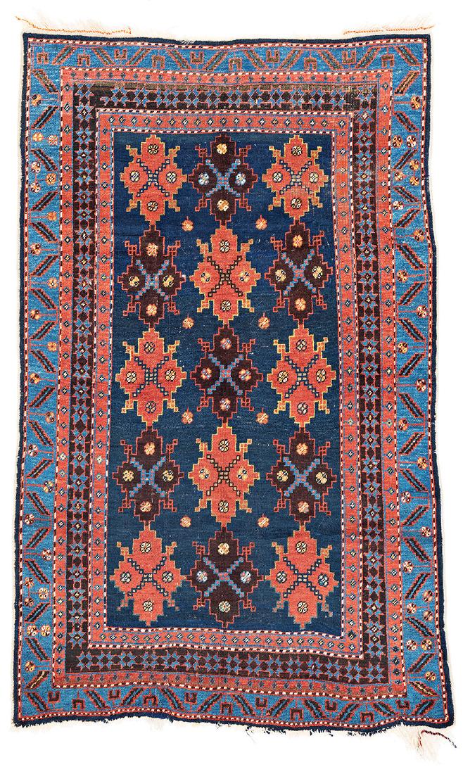 Avar: Avar 6 ft. 7 in. x 3 ft. 11 in. Azerbaijan, late 19th century Condition: good, scattered low pile, bottom end teilweise incomplete, signs of wear Warp: wool, weft: wool, pile: wool Provenance: Theo H&
