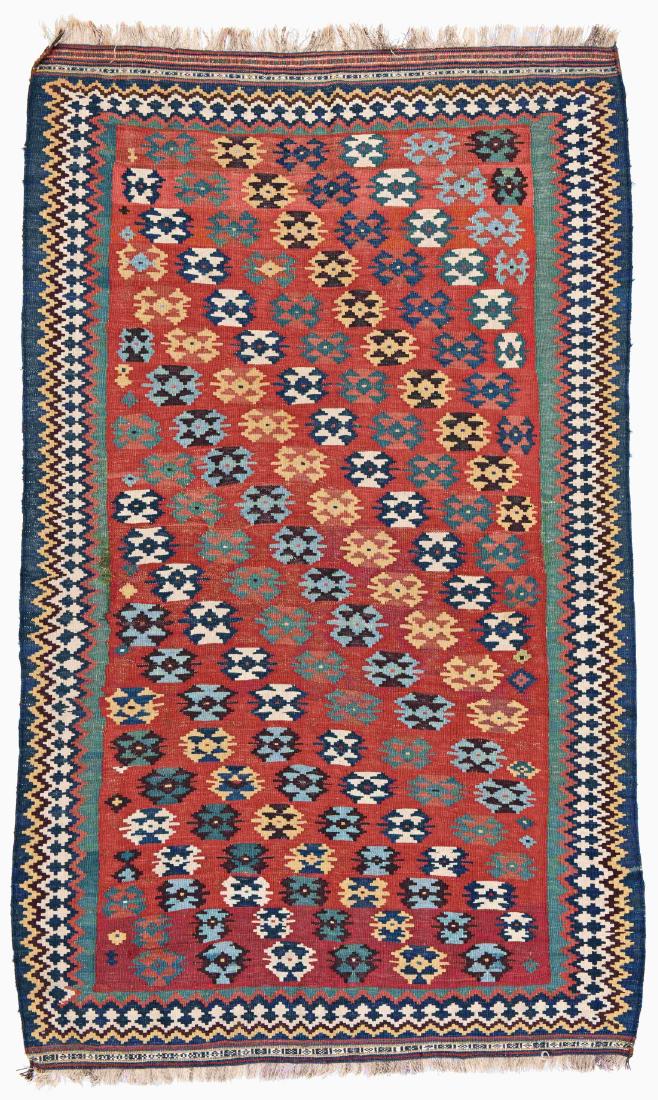 Qashqai Kilim: Qashqai Kilim 250 x 152 cm (8 ft. 2 in. x 5 ft.) Persia, ca. 1920 Condition: good, scattered small repairs, few signs of wear Warp: wool, weft: wool Provenance: Swiss private collection
