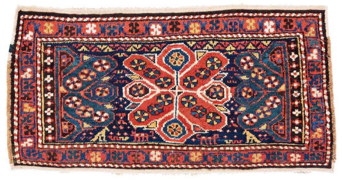 Part of Afshar Mafrash: Part of Afshar Mafrash 93 x 47 cm (3 ft. 1 in. x 1 ft. 7 in.) Persia, early 20th century Condition: good, upper border restored, bottom end restored, few signs of wear Warp: wool, weft: wool, pile: wo