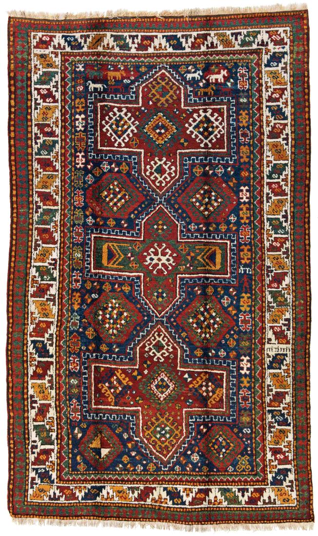 Kazak *: Kazak 250 x 150 cm (8 ft. 2 in. x 4 ft. 11 in.) Caucasus, ca. 1900 Condition: very good, one small repair at upper border Warp: wool, weft: wool, pile: wool Provenance: Wormser collection, Germany Nor