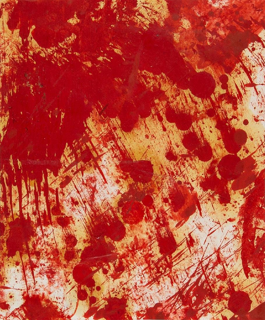 HERMANN NITSCH: HERMANN NITSCH (1938 WIEN) o. T., 1986 Öl auf Papier, 26 x 22 cm, ungerahmt Signatur Rückseite unten: Hermann Nitsch 1986 Provenienz: Privatbesitz Wien