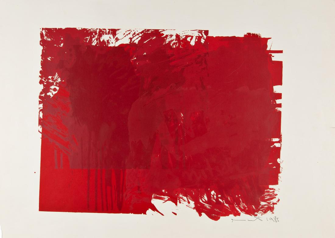 HERMANN NITSCH: HERMANN NITSCH (1938 WIEN) o. T., 1985 Lithografie auf festem Papier, Plattengröße: 39 x 50 cm, Blattgröße: 50 x 70 cm, ungerahmt Signatur vorne rechts unten: Hermann Nitsch 1985