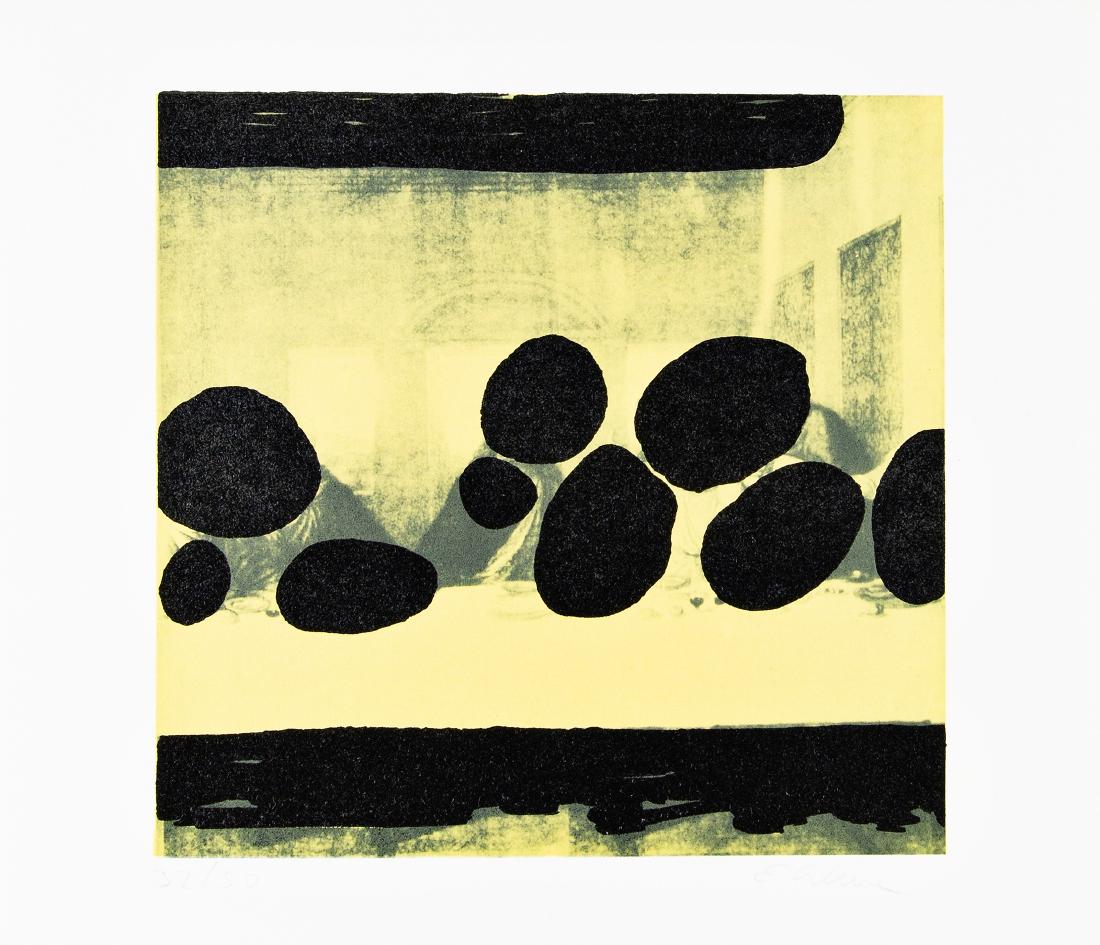 ERWIN WURM: ERWIN WURM (1954 BRUCK AN DER MUR) DAS LETZTE ABENDMAHL, 1986 Farbserigrafie auf Bütten, Plattengröße: 19 x 20 cm Blattgröße: 23,8 x 27,8 cm, ungerahmt Signatur vorne rechts