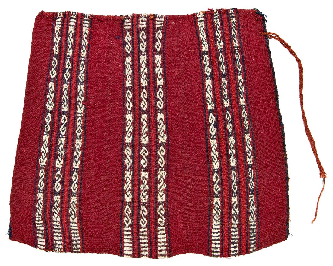 Coca bag: Coca bag 24 x 21 cm (9” x 8”) Arica Culture, northern Chile, after 1000 A.D. Cf.: Time Warps, Paul Hughes, London, Fig. 39, 41