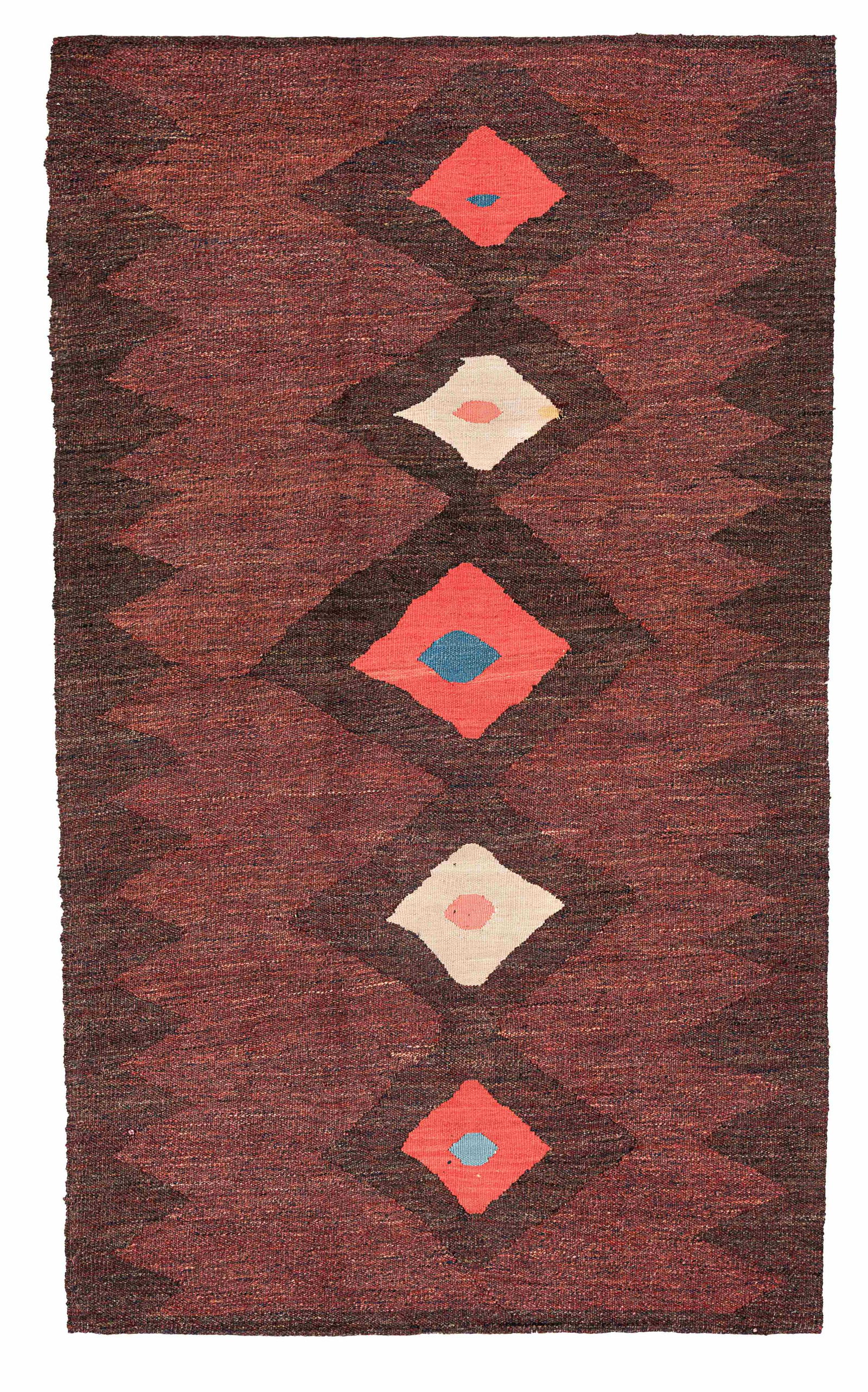Bijar Kilim: Bijar Kilim 247 x 150 cm (8’ 1” x 4’ 11”) Persia, ca. 1940 Condition: very good, minor signs of wear Warp: cotton, weft: wool Provenance: Franz & Ingrid Sailer