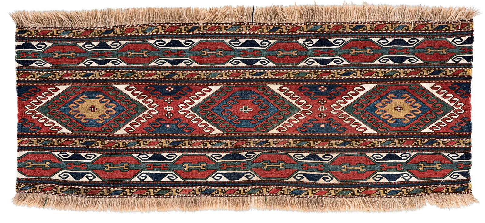 Shahsavan Soumak Panel: Shahsavan Soumak Panel 108 x 43 cm (3’ 7” x 1’ 5”) Azerbaijan, late 19th century Condition: good, minor signs of wear Warp: wool, weft: wool and cotton Provenance: Franz & 