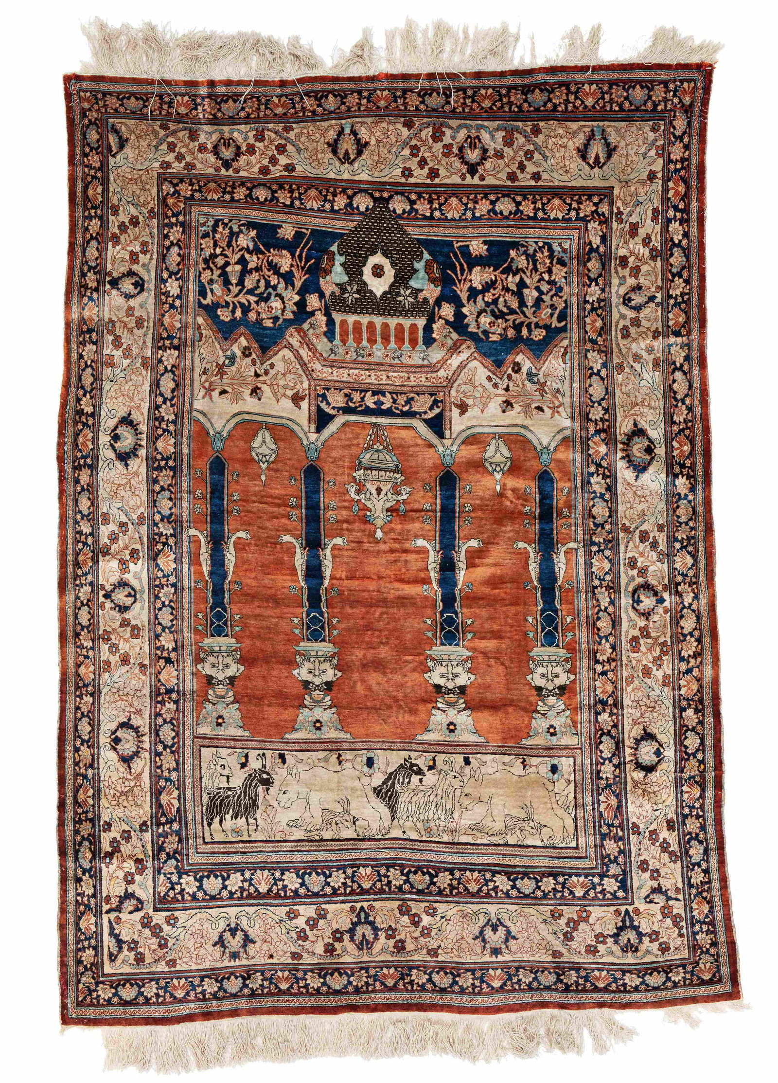 Silk Heriz: Silk Heriz 188 x 130 cm (6’ 2” x 4’ 3”) Persia, late 19th century Condition: good, full pile, small repairs at upper edges, three small splits in the field, soft handle Warp: s
