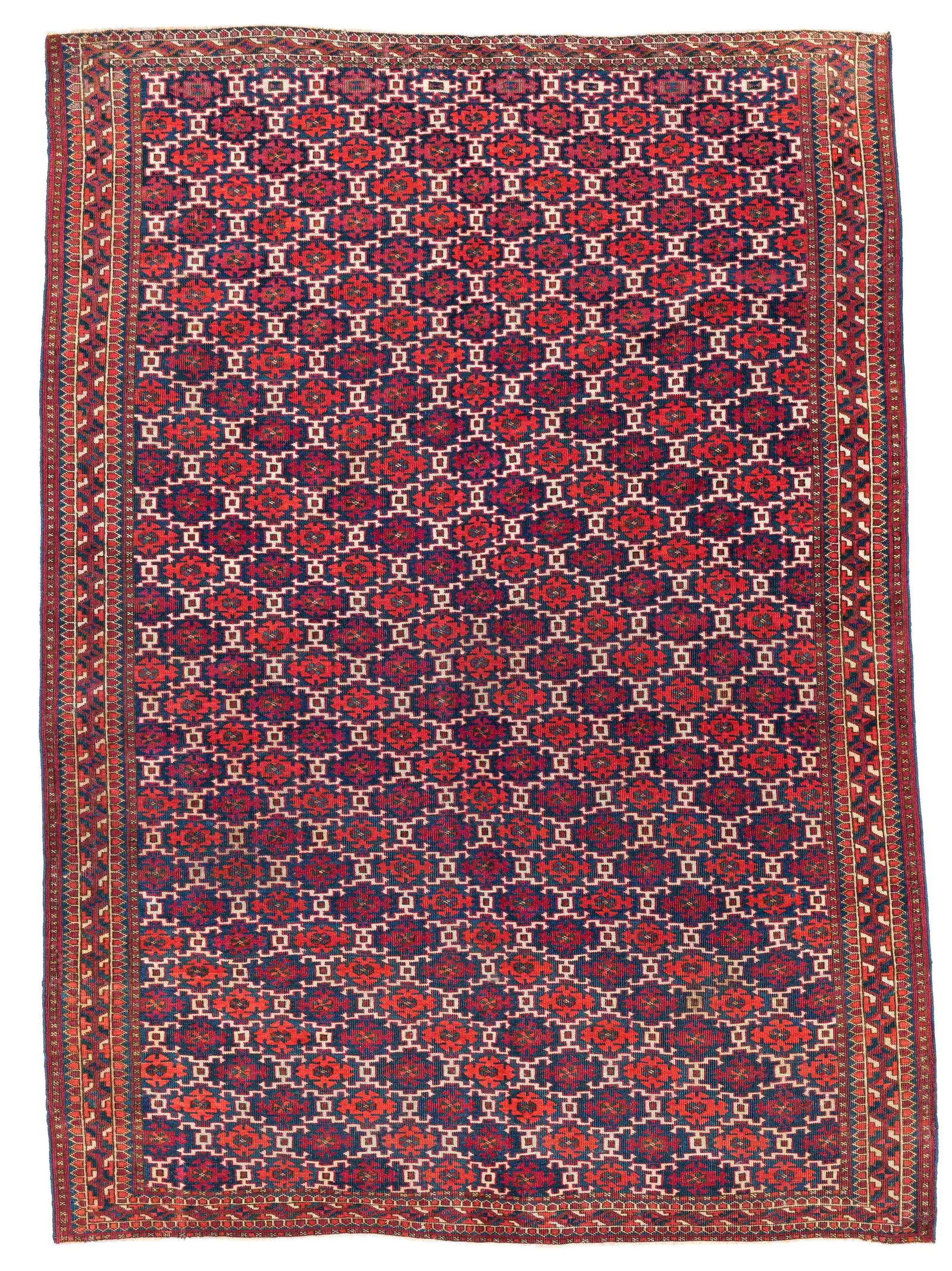 Tekke with Aksu Pattern: Tekke with Aksu Pattern 177 x 127 cm (5' 10" x 4' 2") Turkmenistan, late 19th century Condition: good, scattered small old repairs, lower end slightly incomplete, left upper corner restored, slightly