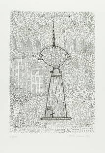 JOHANN GARBER: JOHANN GARBER (1947 WR. NEUSTADT) DONAUTURM - EISBÄRENZOO SCHÖNBRUNN WIEN, 1992 Radierung, Plattengröße: 29,5 x 21 cm, Blattgröße: 39,5 x 29,5 cm, gerahmt Signatur vorn