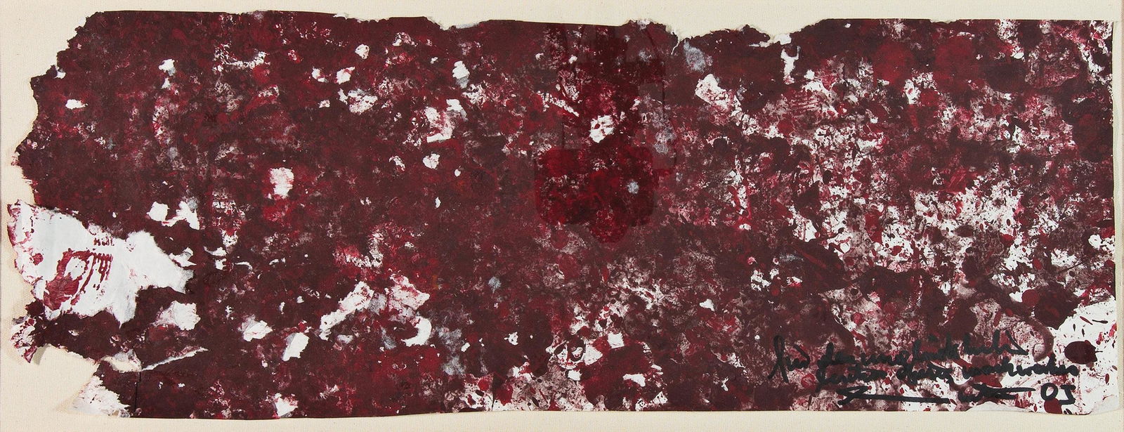 HERMANN NITSCH: HERMANN NITSCH (1938 WIEN) o. T., 2005 Acryl auf festem Papier, 23 x 64 cm gerahmt, Objektrahmenmaß: 45 x 94 cm Signatur vorne rechts unten: Hermann Nitsch 05 Bezeichnung vorne rechts unten: F&u