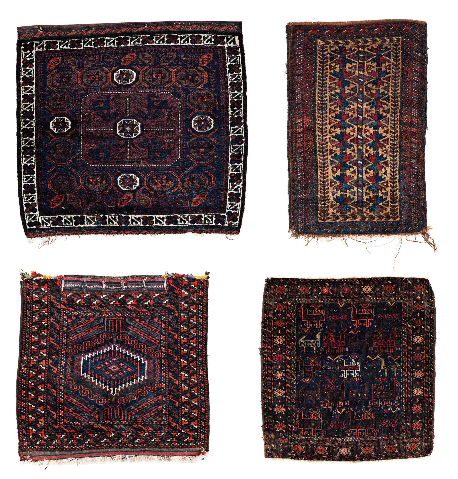 Four knotted Baluch Bag Faces (1 of 2)