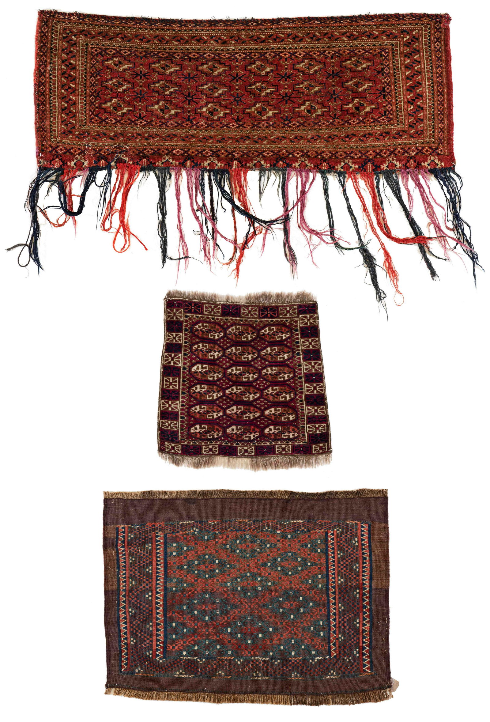 One Tekke Torba, one Tekke Bag and one Yomut Kilim (1 of 2)
