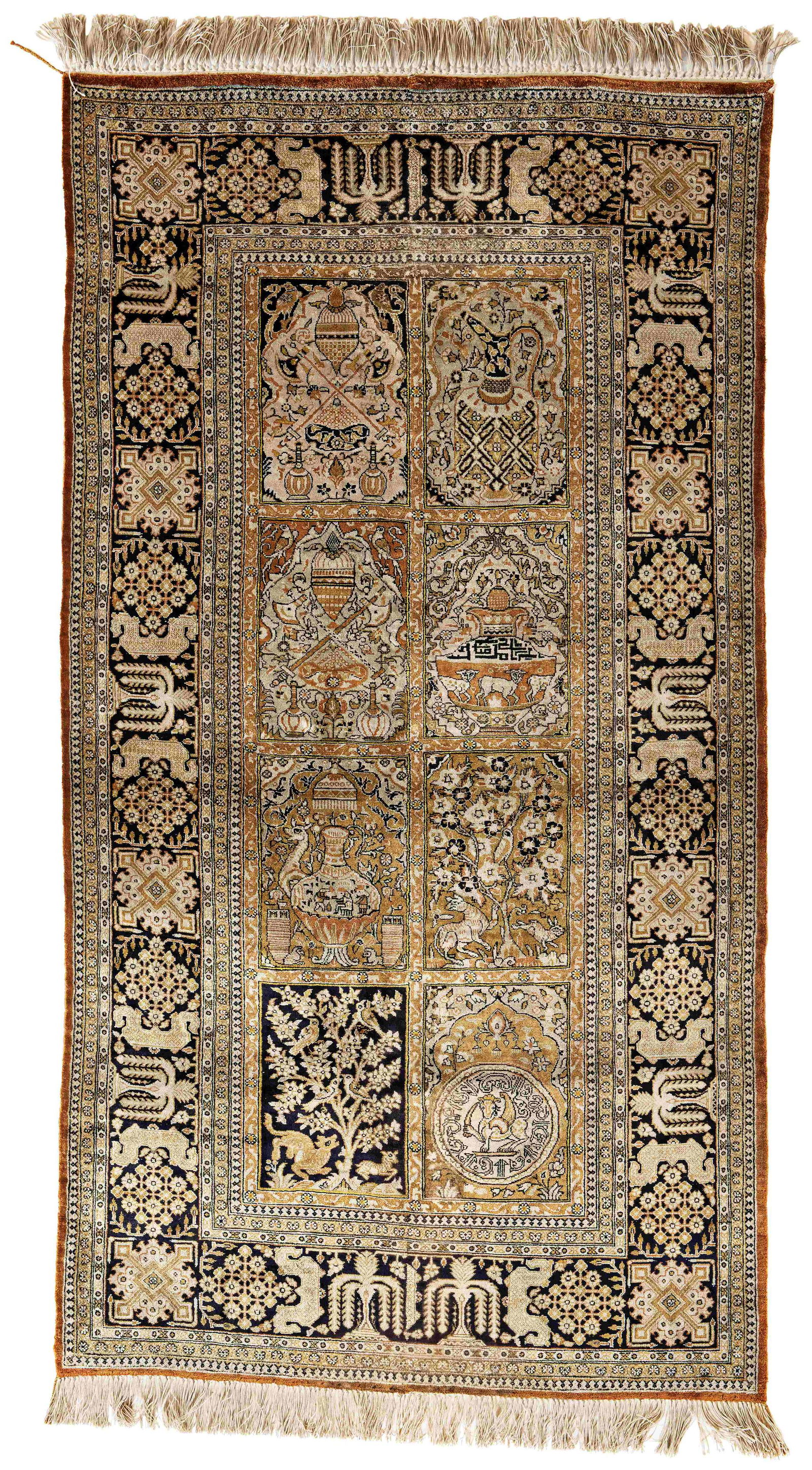 Silk Ghom Rug Fragment (1 of 2)