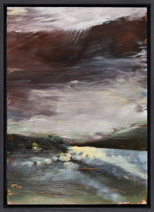 MARTIN SCHNUR: MARTIN SCHNUR (1964 VORAU) TRANSFORMING HORIZON II, #8, 2018 Unikat aus der Serie Transforming Horizon Öl auf Kupfer, 25 x 18 cm gerahmt, Maß mit Rahmen: 27 x 20 cm Signatur