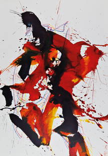 FRANZ GRABMAYR: FRANZ GRABMAYR (1927 PFAFFENBERG - 2015 WIEN) TANZBLATT Nr. 6, 2014 Lithografie auf Fabriano, 83,5 x 58 cm Blattgröße, ungerahmt Signatur Rückseite unten: Grabmayr Bezeichnung