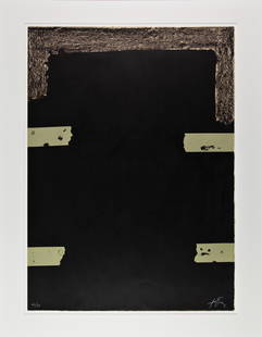 ANTONI TAPIES: ANTONI TAPIES (1923 BARCELONA - 2012 BARCELONA) POEMS FROM THE CATALAN #5, 1973 Lithografie auf Bütten, 75 x 55 cm ungerahmt auf Karton mit Passepartout Signatur vorne rechts unten: Tapies