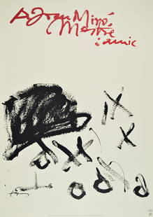 ANTONI TAPIES: ANTONI TAPIES (1923 BARCELONA - 2012 BARCELONA) HOMMAGE TO JOAN MIRO, 1992 Lithografie auf Bütten, 84 x 59,5 cm ungerahmt Signatur in der Platte links unten: Tapies Zustand: sehr gut