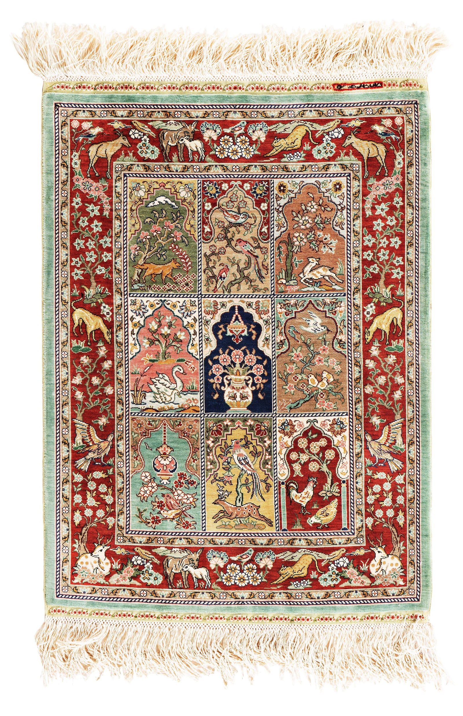 Signed Silk Hereke Rug (12 x 12 knots per sqcm) (1 of 4)